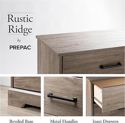 Miniatura 6 de Prepac Cómoda Ridge Farmhouse para dormitorio, 5 cajones, 18.5 pulgadas de profundidad x 27.5 pulgadas de ancho x 43.5 pulgadas de alto, marrón