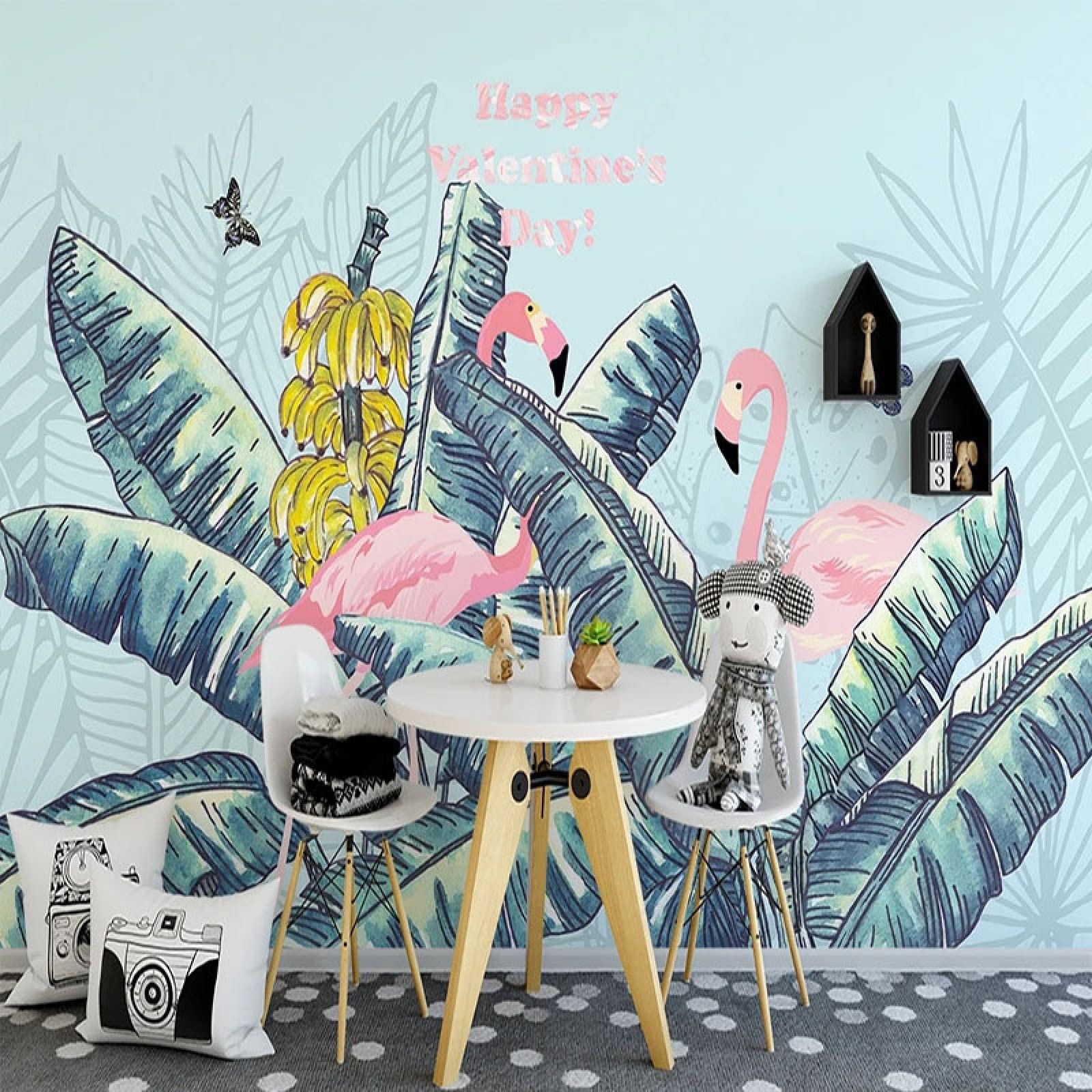 Papier peint panoramique 3D feuille de banane aquarelle moderne 250x175cm