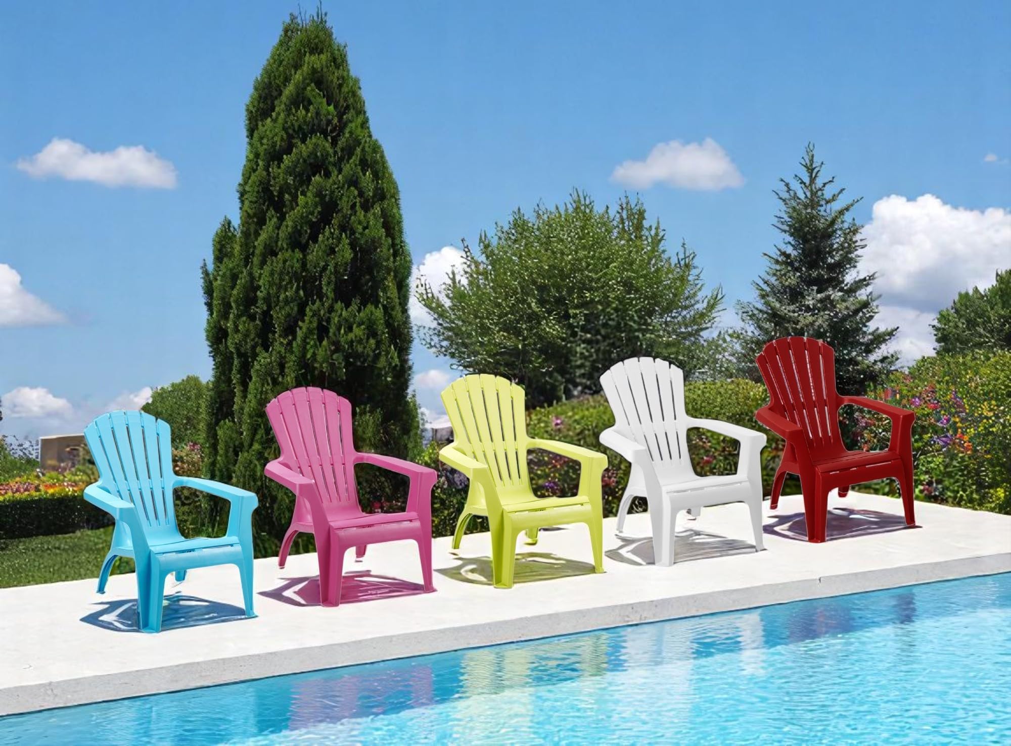 Sedia da Giardino Dolomiti con braccioli, Poltrona Impilabile in Plastica per Esterno, Disponibile in 5 Colori (Bianco)