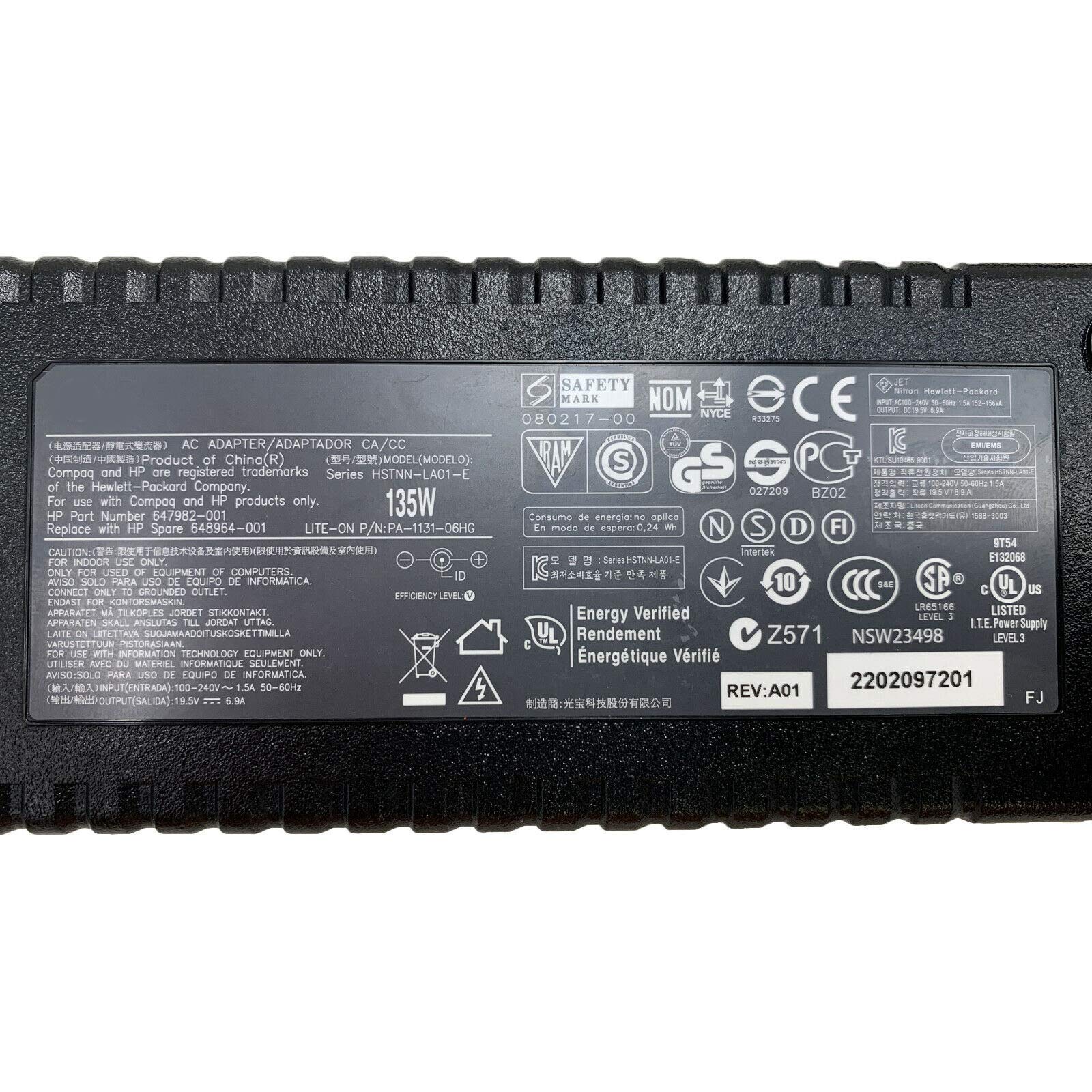 HP ACアダプタ HSTNN-LA01-E 19.5V 6.9A 135W 中古 10個 Y5700 : Genuine