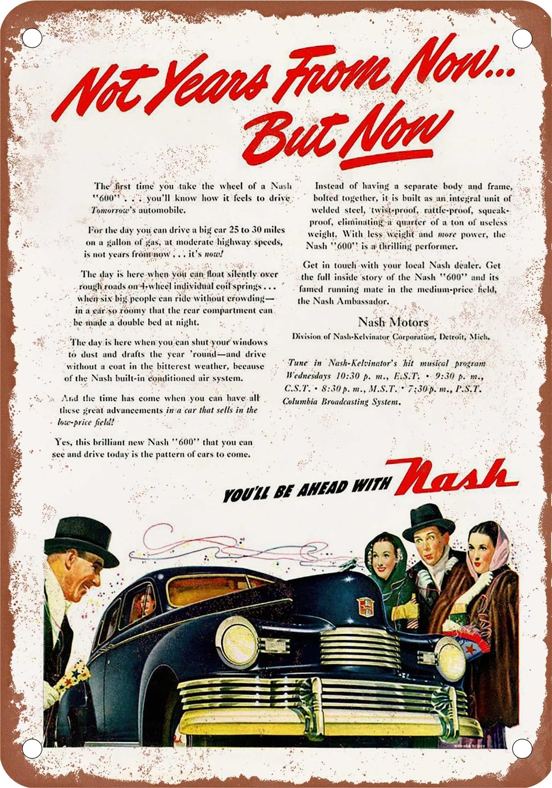 METAL SIGN - 1946 Nash Vintage Ad 13 - Old Retro Rusty Look home decor