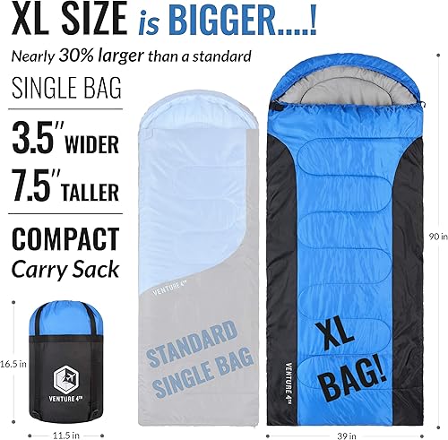 Miniatura 2 de VENTURE 4TH - Saco de dormir para mochilero, ligero, cálido, pero también para tiempo frío, para adultos, niños o parejas, ideal para senderismo,