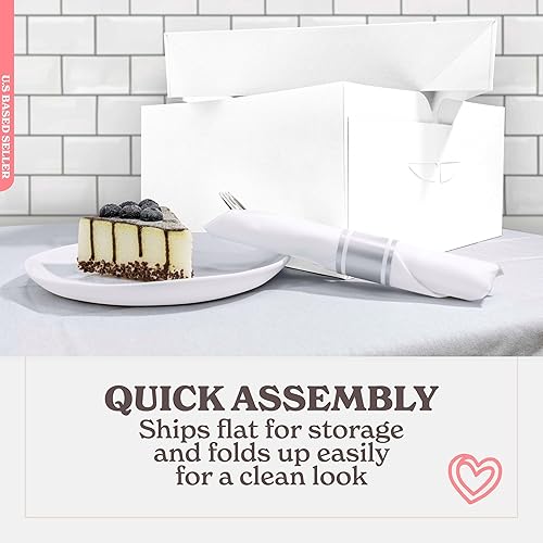 Miniatura 5 de SpecialT  Cajas para pasteles con ventana paquete de 25 cajas de panadería blancas de 12 x 12 x 6 pulgadas recipientes desechables para pasteles