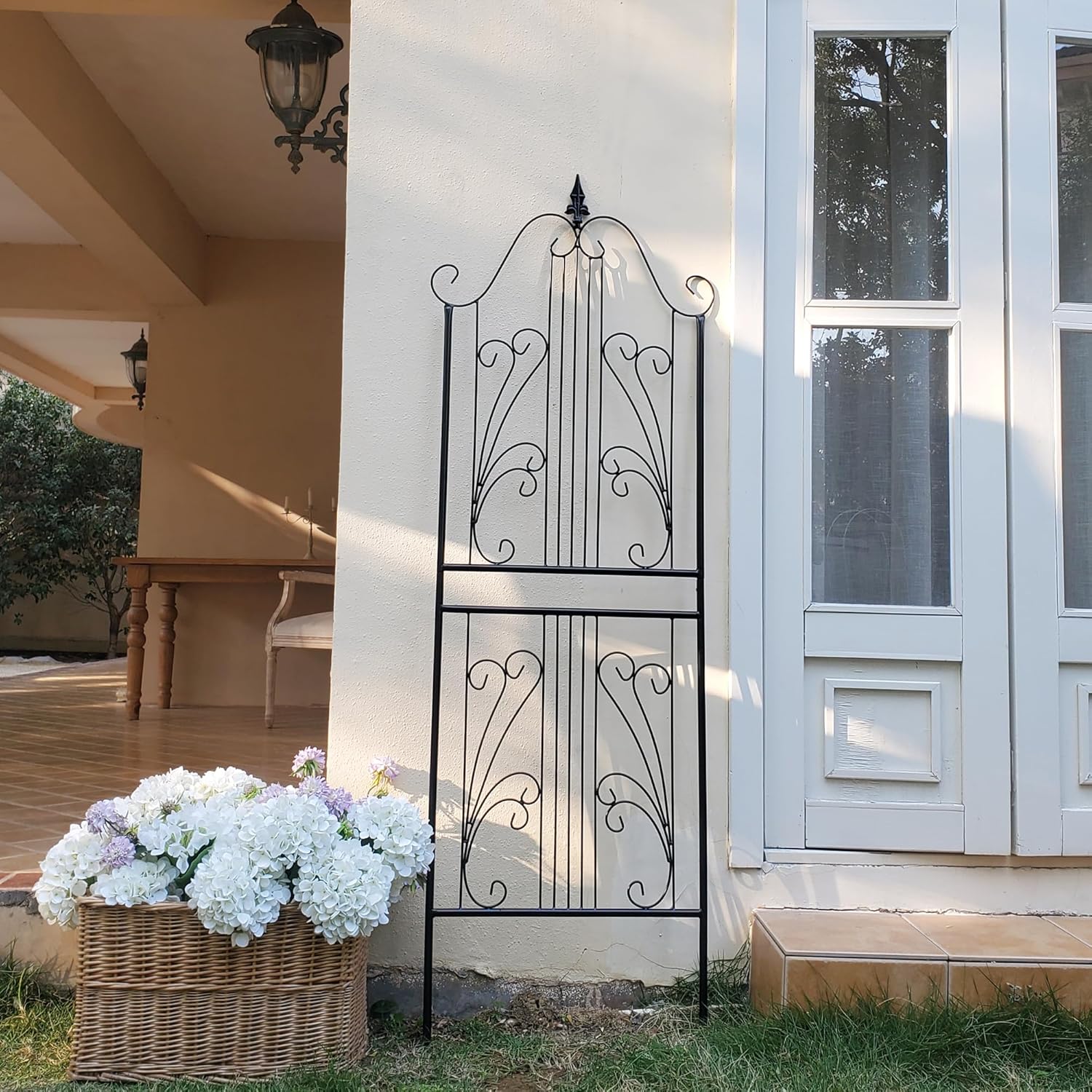 1 Pack 70.8" H x 24.5" W Garden Trellis for Climbing Plants Outdoor, Metal Trellises Decorative Garden Flower Trellis for Vines Plant Rose, Vegetable Support, Black