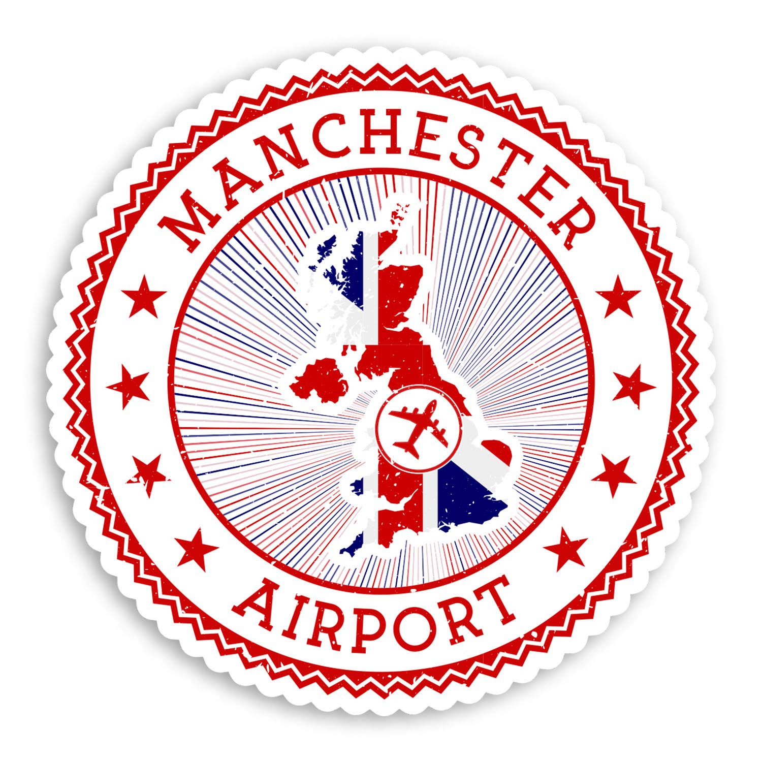 Destination Vinyl Ltd Multi 2 X 10Cm Manchester Airport Vinyl Stickers - Uk Britain Travel Sticker #29665