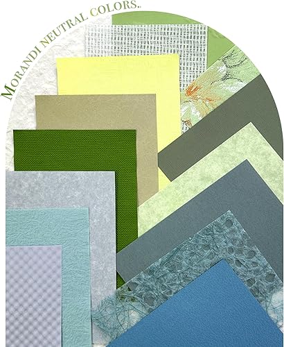 Miniatura 2 de Aromoty 50 piezas de papel de recortes hecho a mano, papel texturizado Morandi A6, hoja de malla de tela de morera, mezcla de papel especial para