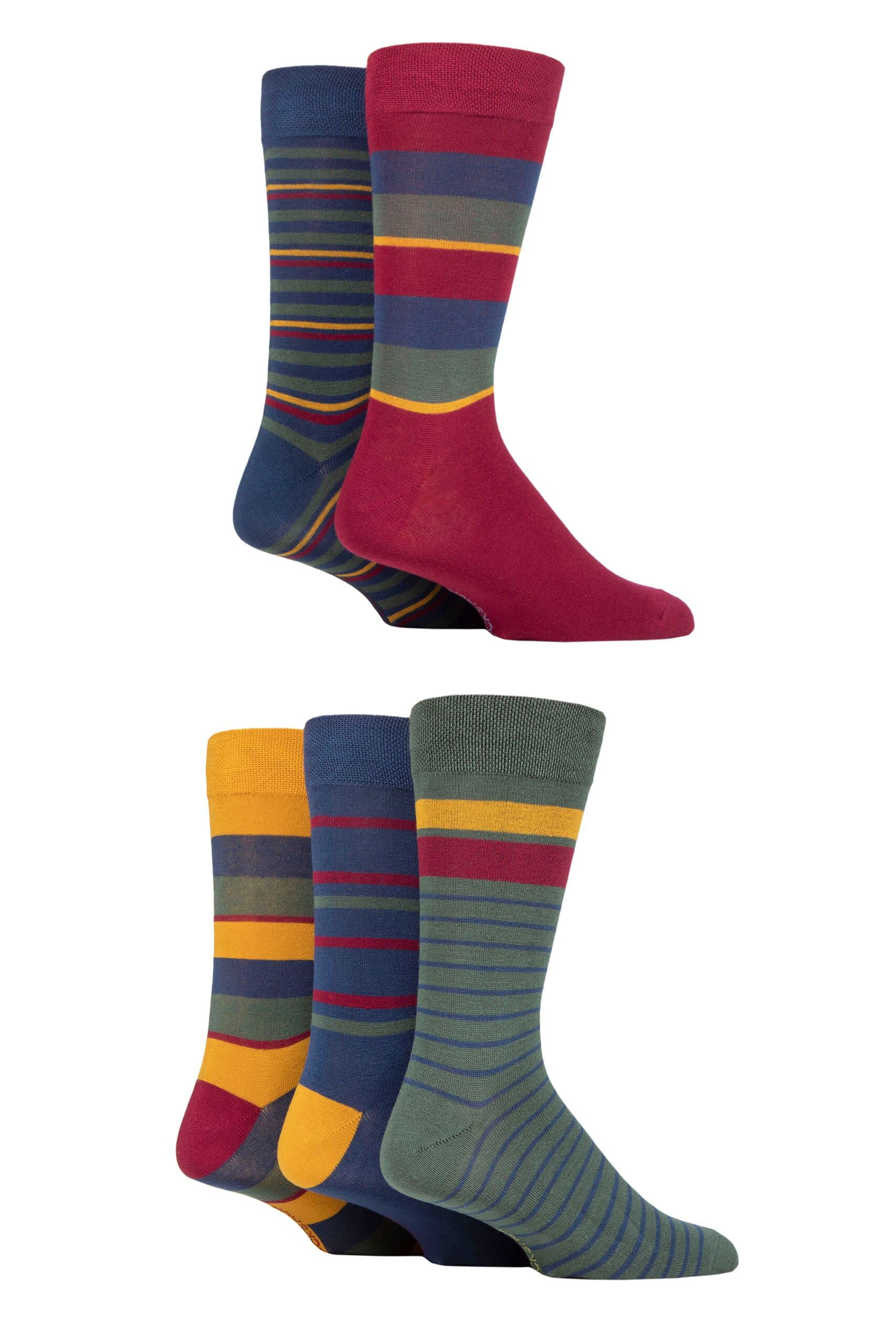 Sockshop Men's Cedar Patterned Bright Colourful Natural Bamboo Socks Various Designs For Everyday Wear Size 7-11 Pack Of 5 (7-11, )