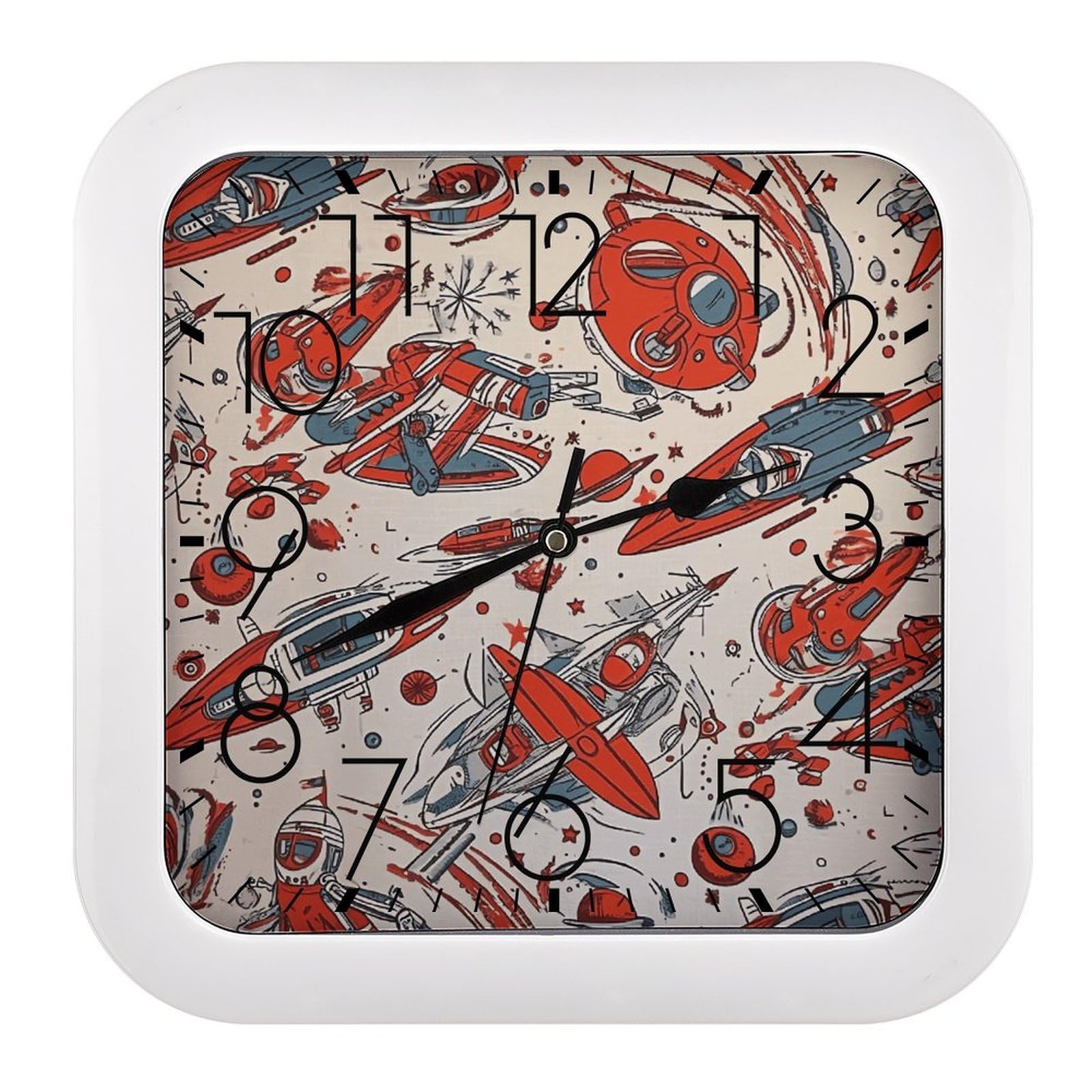 Horloge murale de cheminée vaisseau spatial rétro pour salon