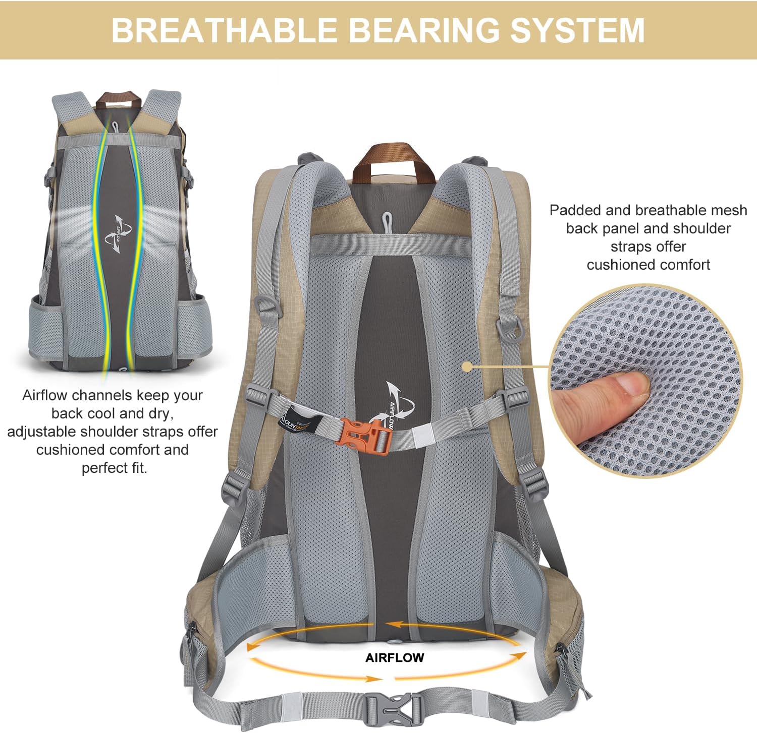 MOUNTAINTOP Hiking Backpack,18L/25L/40L Lightweight Travel Backpack with Rain Cover for Outdoor Backpacking, Camping - Image 7