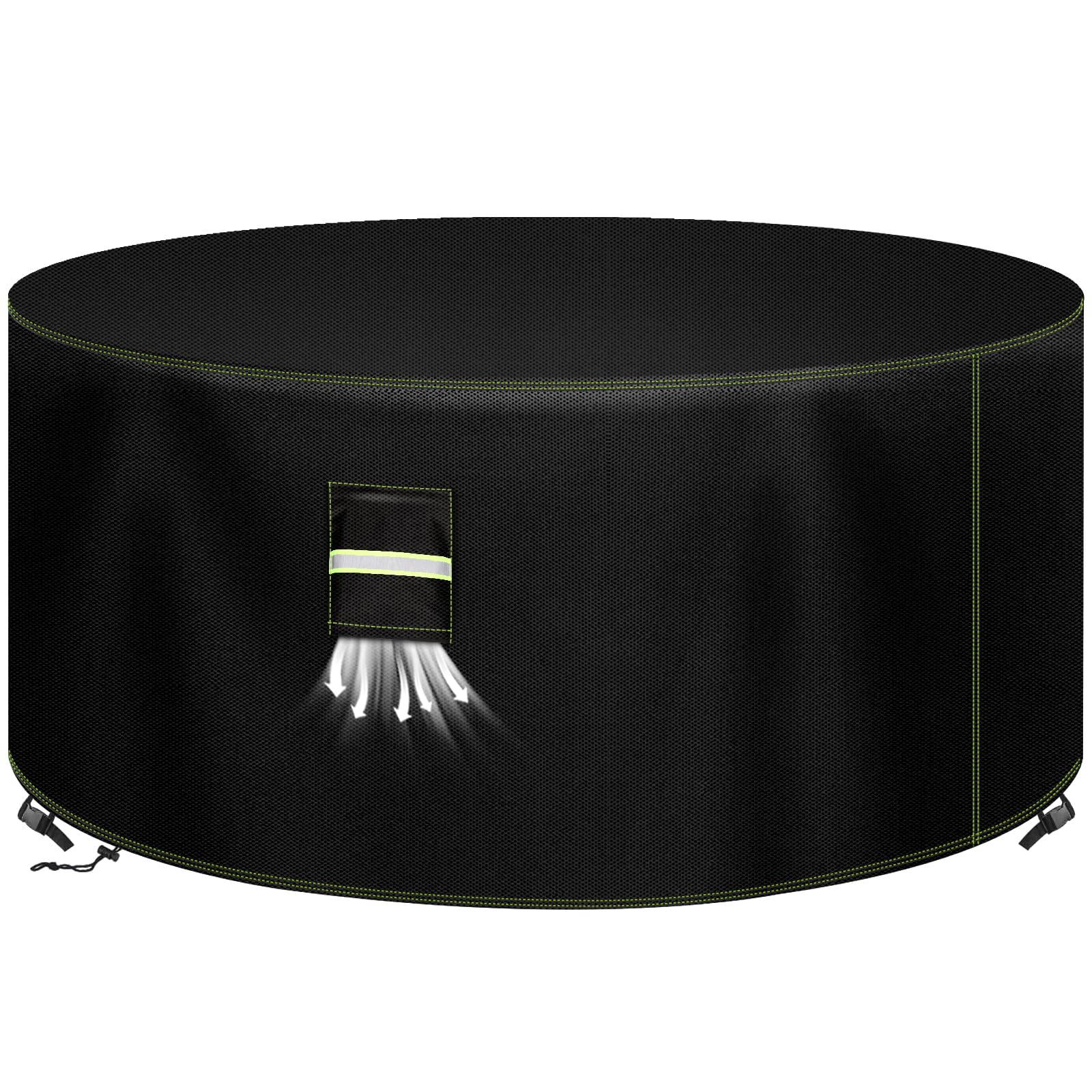 VDISRR Housse Table de Jardin, 600D Tissu Oxford Housses pour Mobilier Ø130 x 71 cm, Bâche Salon de Jardin avec Grilles D'aération, Imperméable, Coupe-Vent, Anti-UV Couverture de Protection Meubles