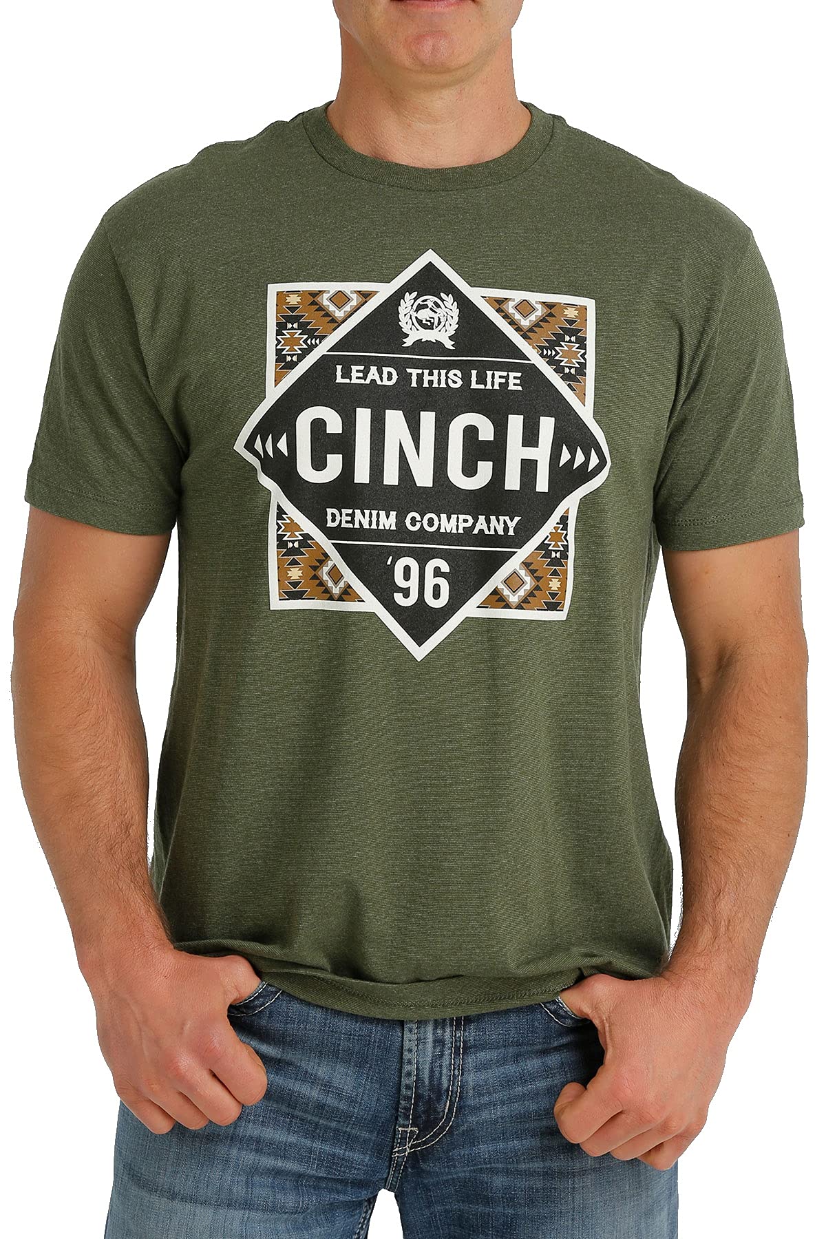 Cinch Men's Heather Green Aztec Graphic T-Shirt