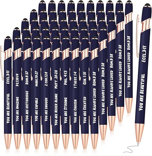 Ctosree 50 bolígrafos inspiradores con punta de lápiz digital de tinta negra, con citas alentadoras para Navidad, bolígrafos motivacionales