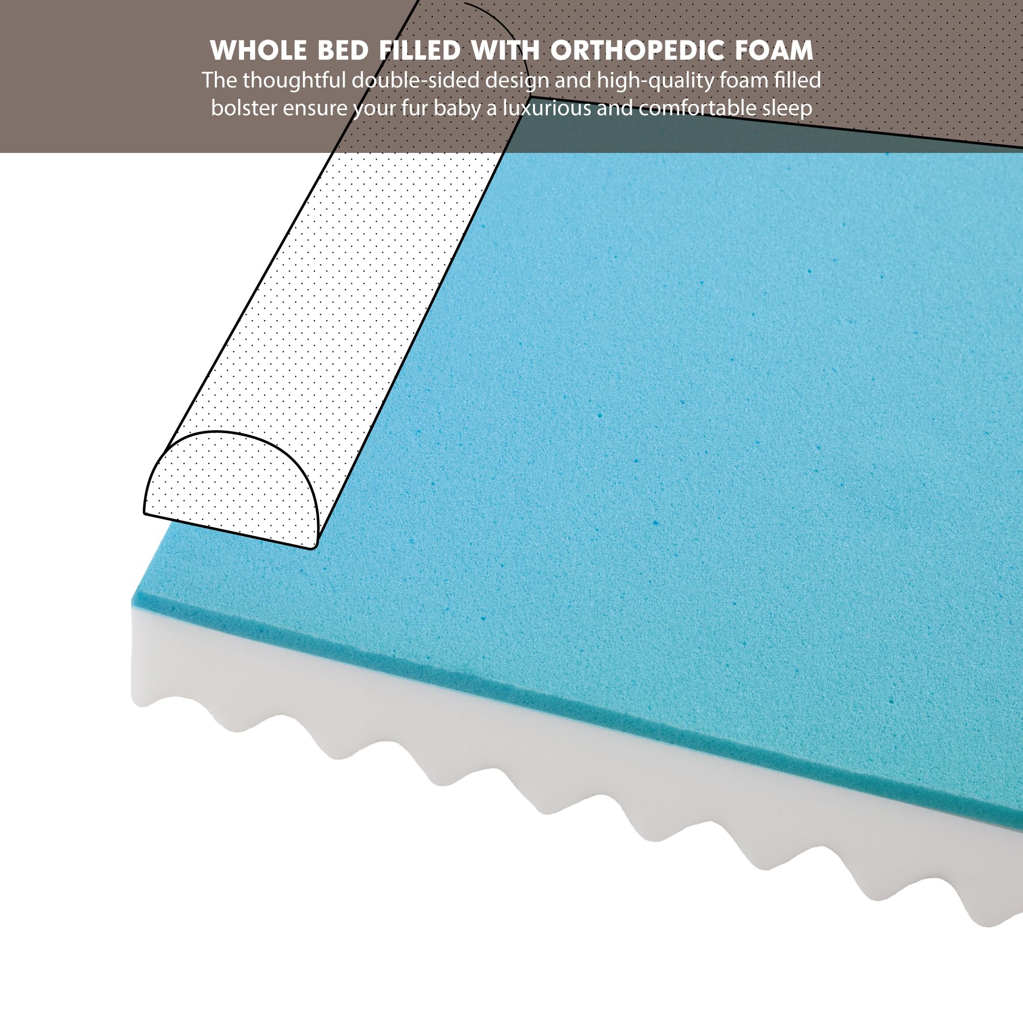 Codi Orthopedic XL Dog Beds for Extra Large Dogs with Memory Foam Layer, Waterproof Pet Bed with Removable Cover, XLarge Dog Sofa Machine Washable, Beige 42 inch