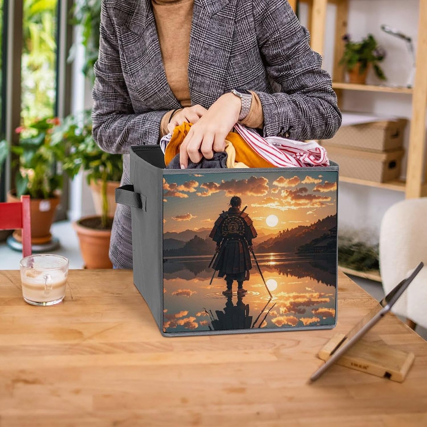 Warrior Reflection Foldable Storage Box with Handles, Durable Oxford Storage Cubes, 6PCS Collapsible Closet Organizer for Home, Shelf, Office, Travel