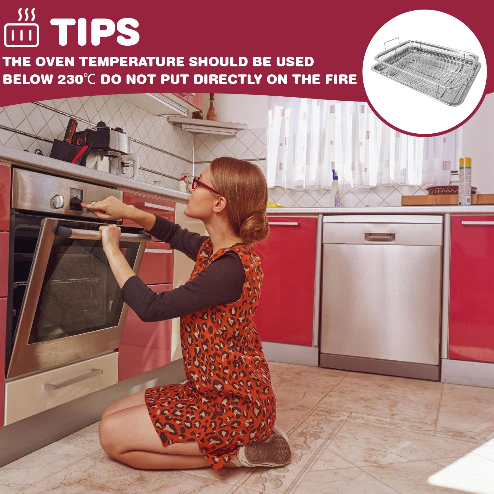 Plaque de cuisson avec grille de refroidissement, panier de barbecue en acier inoxydable avec poignée