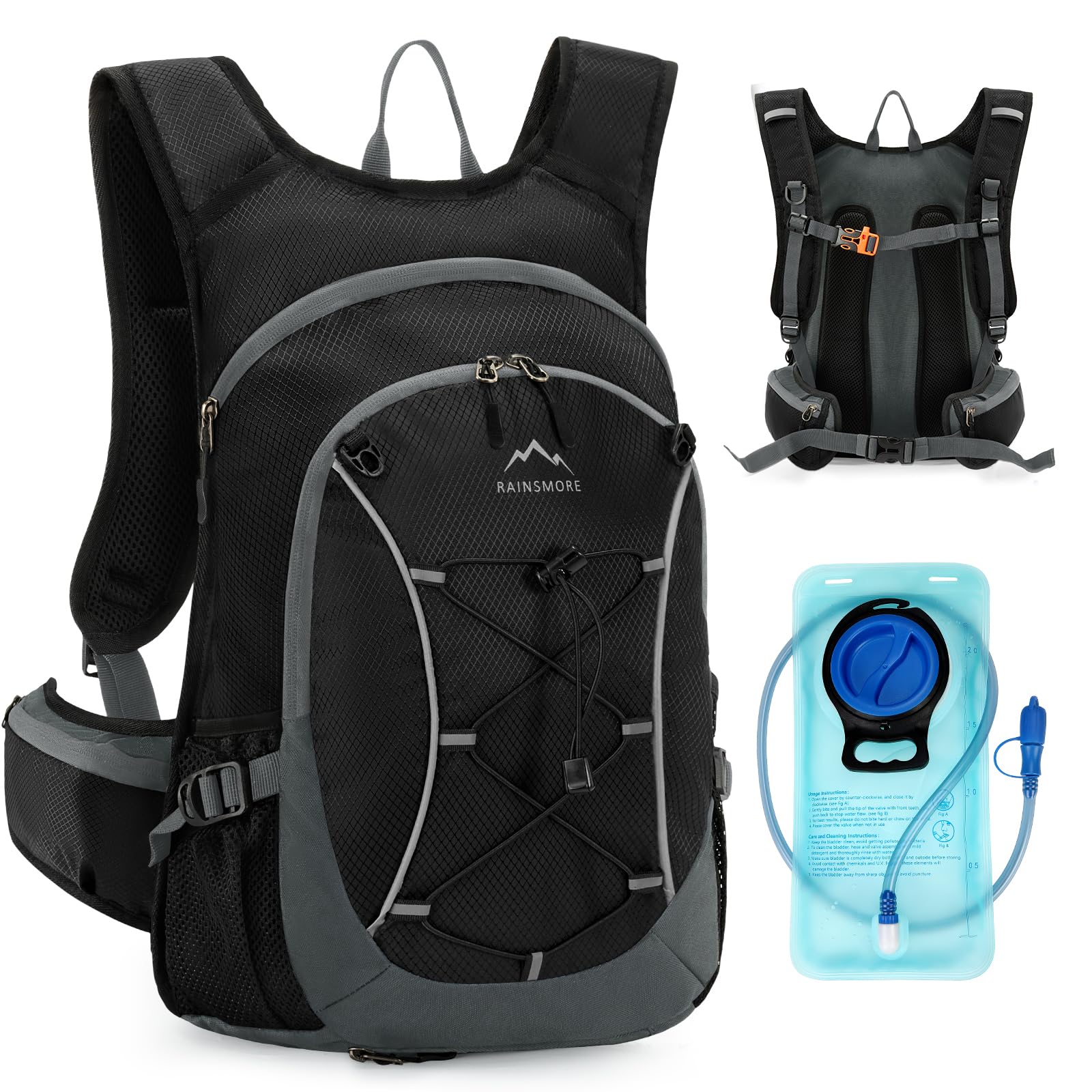 RAINSMORE Hydration Backpack With 2L Hydration Bladder Running Backpack