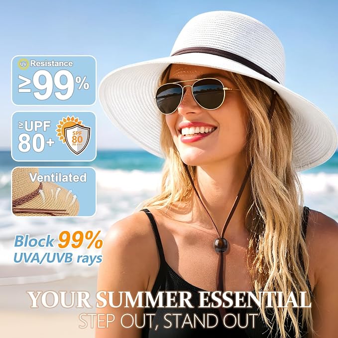 Sombrero de mujer para verano de paja con ala ancha miniatura 2
