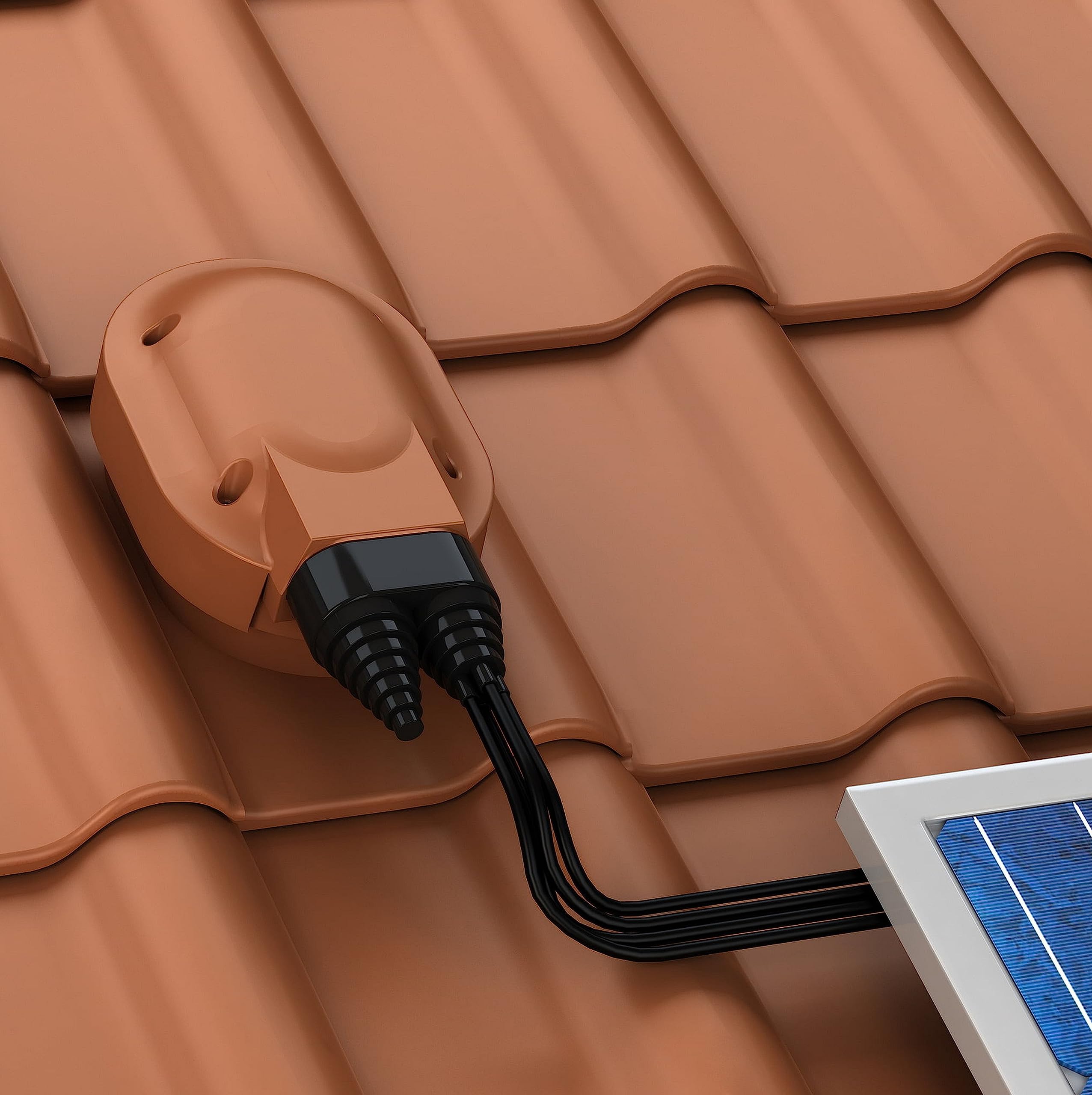 Wasserdichter Solardurchgang Photovoltaik-Dachdurchgang für Röben - Piemont - Solar Dachdurchführung (RAL 9005 - Schwarz)