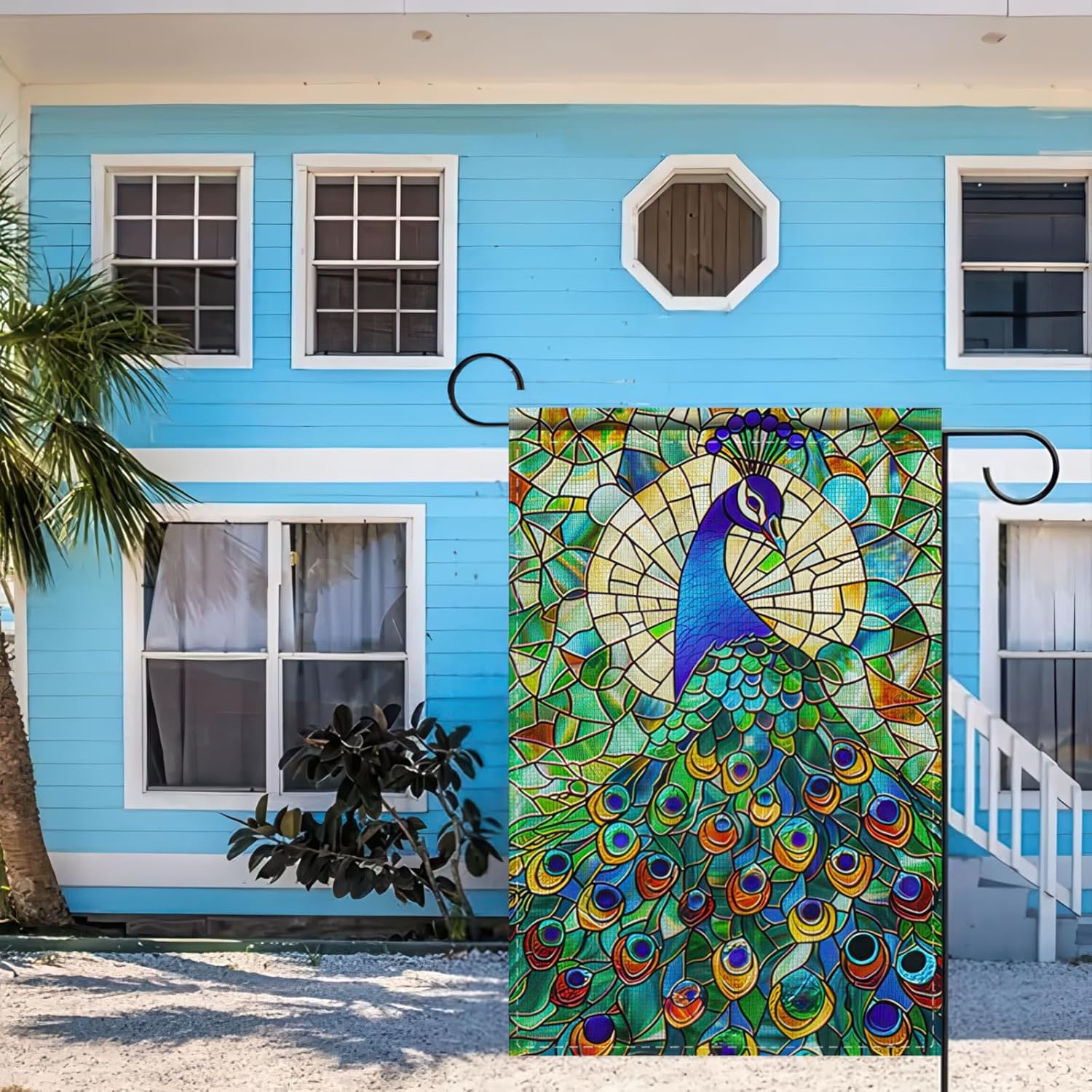 Peacock Stained Glass Garden Flag 12 x 18 Inch Double Sided Spring Summer Outdoor Flag Outside Small Decor Decorative Flag for Yard Lawn and Patio - Image 5