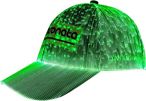 lumisonata Gorra LED de fibra óptica EDM, gorras de béisbol iluminadas 7 colores brillantes de carga USB, accesorios rave para fiesta