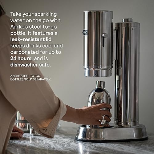 Miniatura 8 de Aarke Carbonator Pro, máquina de agua con gas y carbonatación, acero inoxidable con botella reutilizable de vidrio, volumen de 800 mL/27 fl oz