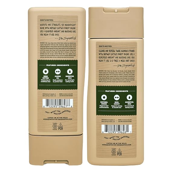 Dr. Squatch Men's Natural Shampoo and Conditioner Set Sulfate & Paraben Free Natural Shampoo and Conditioner for Men Scalp Nourishing Formula Pine Tar (11 fl oz, 2-Pack)