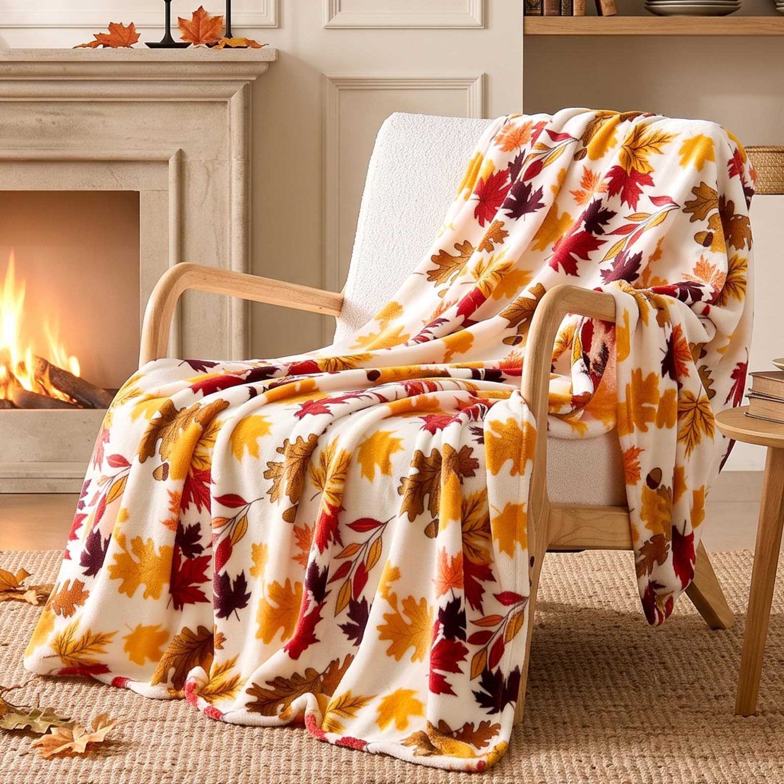 BEDELITE Fleece Blanket Soft Fall Throw for Couch Autumn Leaves 50"x60" | Ultra Soft Fleece, Plush Microfiber, Lightweight Warmth, Thanksgiving Gift, Fall Home Decor, Machine Washable, Couch Sofa Bed