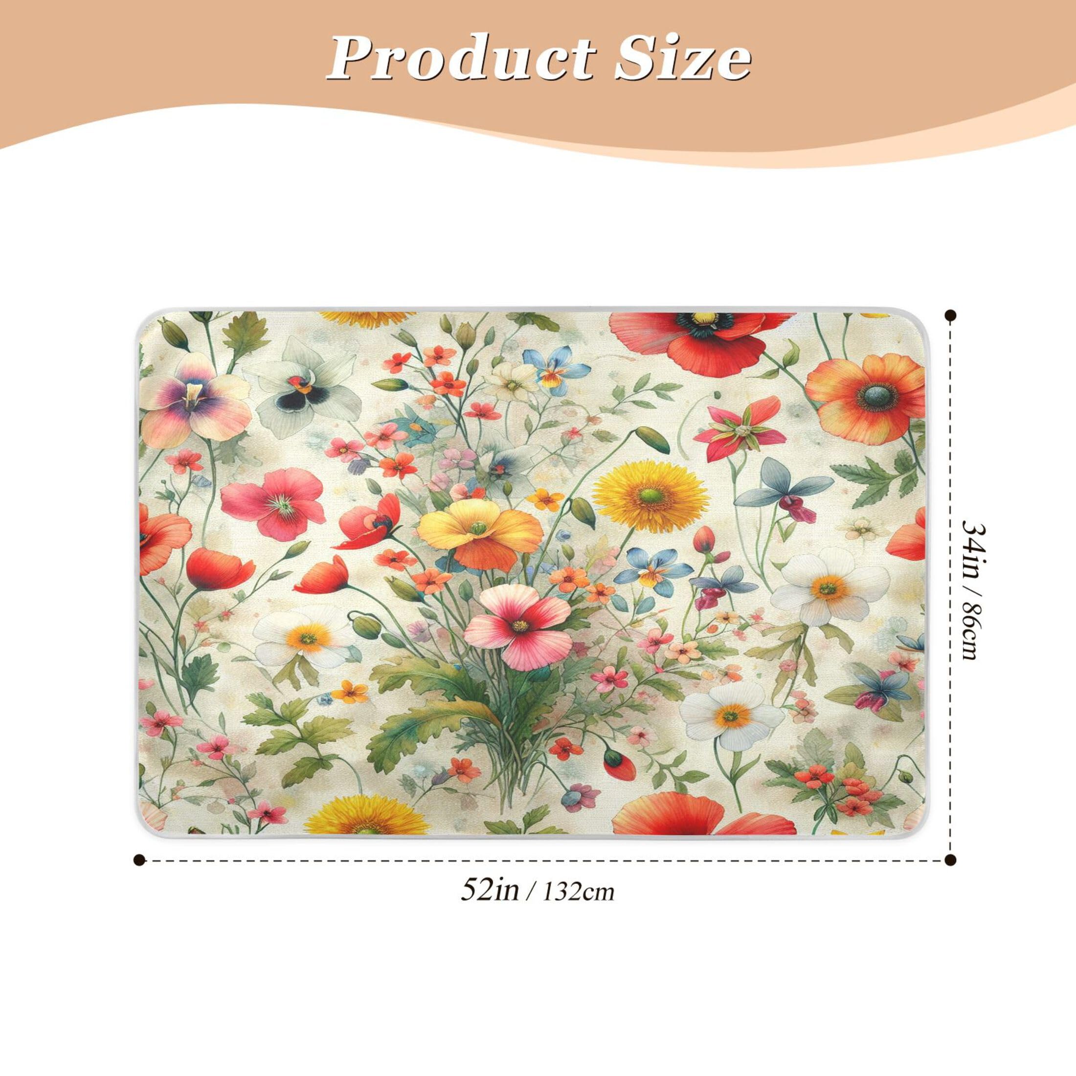 Takiito Watercolor Flowers Bed Pad Reusable Bed Underpad Washable Waterproof Leak-Proof Quick Dry Incontinence Pee Pad for Toddlers Kids Adults Pets 34x52 in