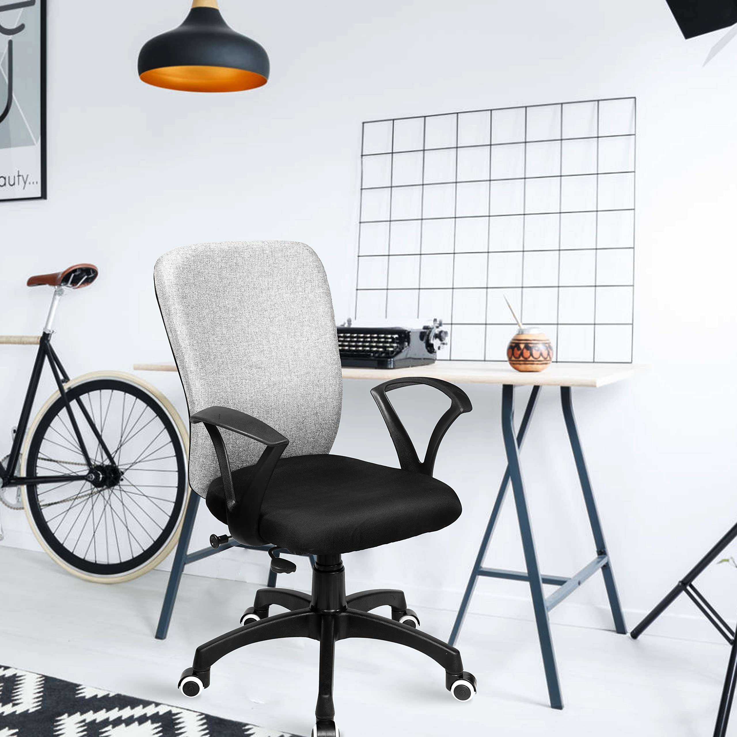 ROSE® Zebra | 3 Years Brand Warranty | Ergonomic Revolving Office Chair with Wheels & Adjustable Height | Comfortable Desk, Study & Laptop Chair for Home & Work from Home Use (Black & Grey)