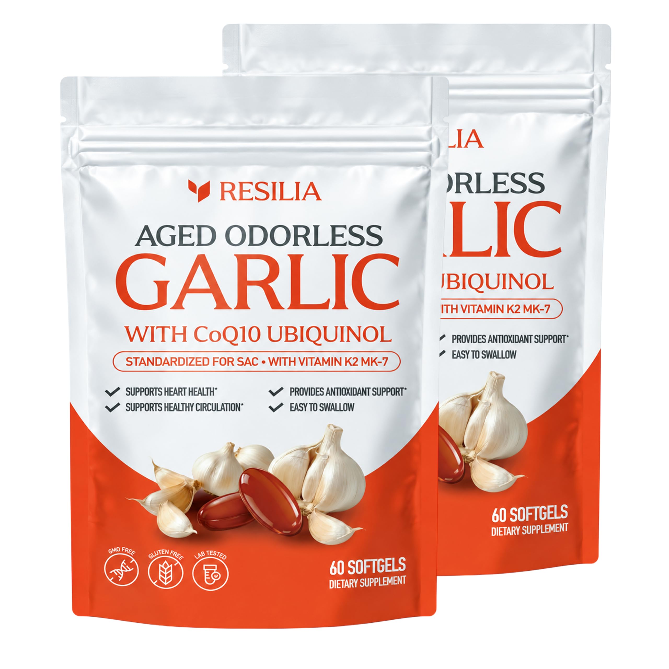 Resilia Odorless Aged Garlic Softgels (60 Count) | 1200mg Aged Garlic Per Serving | with CoQ10 Ubiquinol & Vitamin K2 (MK-7) | Dietary Supplement — Amazon image 10