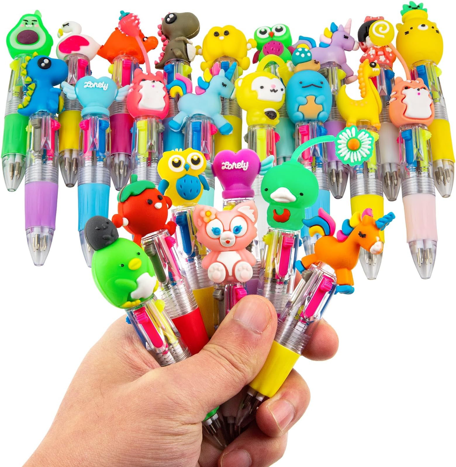 HNSYYF Multicolor Pen in One - 4-in-1 Cute Pens for Kids - 24 Ballpoint Pens for Birthdays and Children's Parties - Fun Gifts Assorted Lnk Kawaii Pens