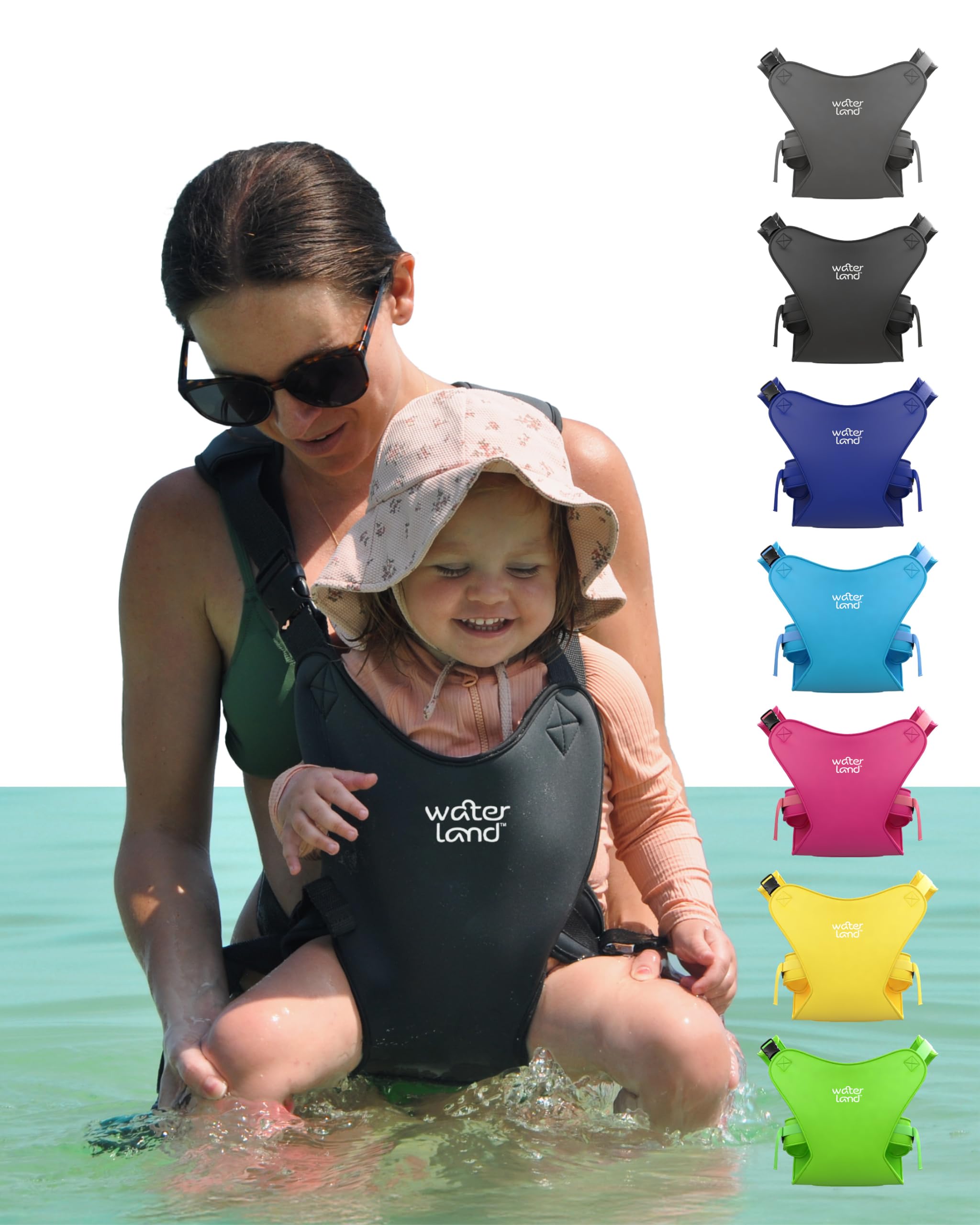 Portabebés - Innovador asiento portabebés para agua y tierra - Correa de pecho impermeable para niños pequeños con correas ajustables, asiento ligero para piscina y playa