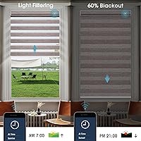 Vista 3 de SmartWings Persianas motorizadas de cebra, compatibles con HomeKit, Alexa, SmartThings, Google, persianas transparentes con control remoto, 50%