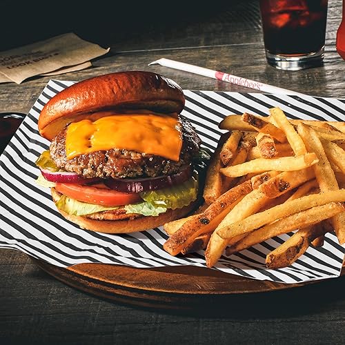 Vista 60 de Hojas de papel encerado de 12 x 12 pulgadas, 100 forros para cestas de alimentos para sándwiches, hamburguesas, envoltorios de alimentos Rayas