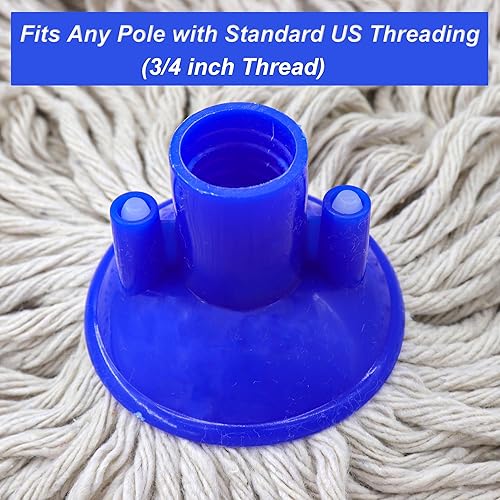 Miniatura 5 de Cabezal de repuesto para trapeador de hilo de algodón con rosca de rosca de 34 pulgadas, 6 unidades