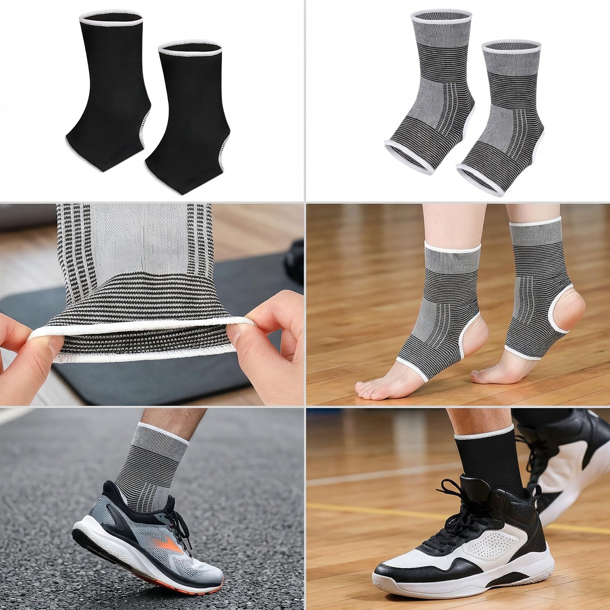 Chevillière Enfant Sport Compression Respirante en Polyester Coton, Bande de Soutien Cheville sans Talon, Chaussette Talon Ouvert, Protection Cheville pour Football Basketball Danse Course Entraî