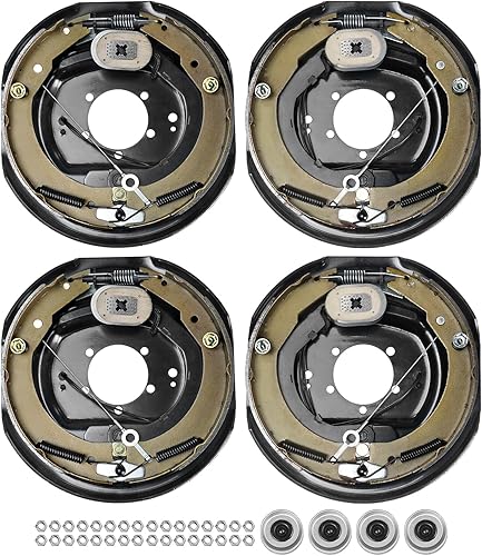 VEVOR Conjunto de freno de remolque eléctrico, 12 x 2 pulgadas, kit de 2 pares de frenos eléctricos autoajustables para eje de 7000 libras, montaje