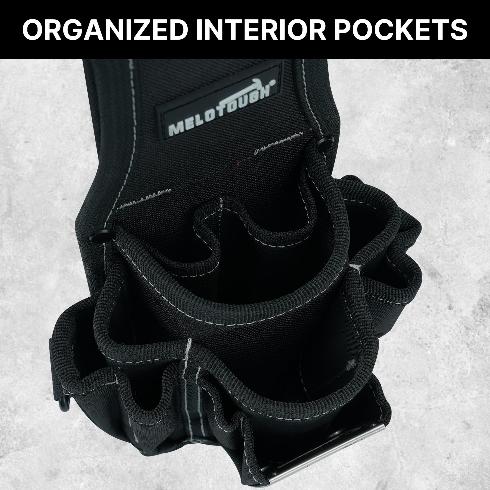 MELOTOUGH Pochette porte-outils pour ceinture avec clip de ceinture à dégagement rapide, grandes poches et boucle, accessoire à clipser