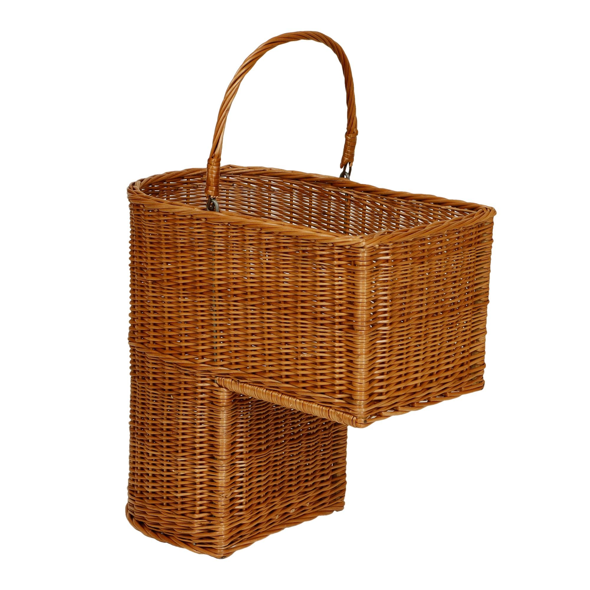 Lycce Cestino per scale con manico in vimini naturale, 20 l (40 x 22 x 40 cm)