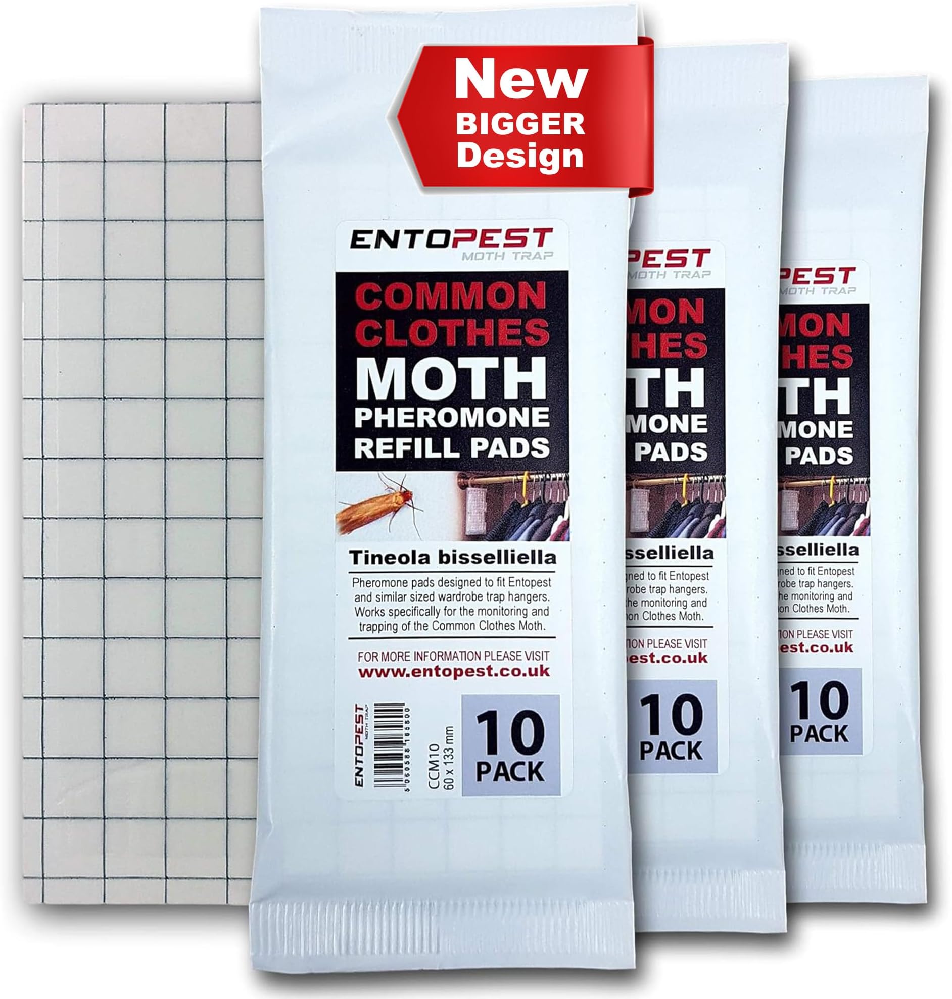 Entopest 30-Pack Clothes Moth Monitoring Traps – Refill for Room & Wardrobe Hanger Units – For Detection of Tineola bisselliella