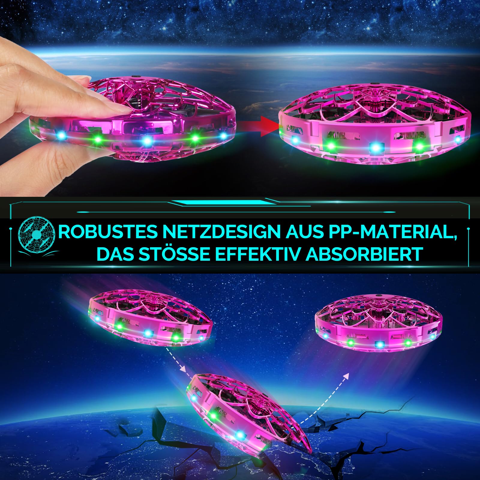 Semai Mini Drone Giocattolo Volante Con Luci LED, 360° A Mani Libere, Per Bambini 6-10 Anni, Regalo Ragazzi E Ragazze