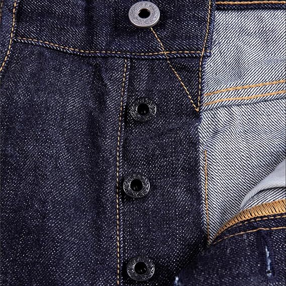 Red Tornado 14oz Selvedge Denim Jeans Loose Fit Straight Leg, Dark Blue