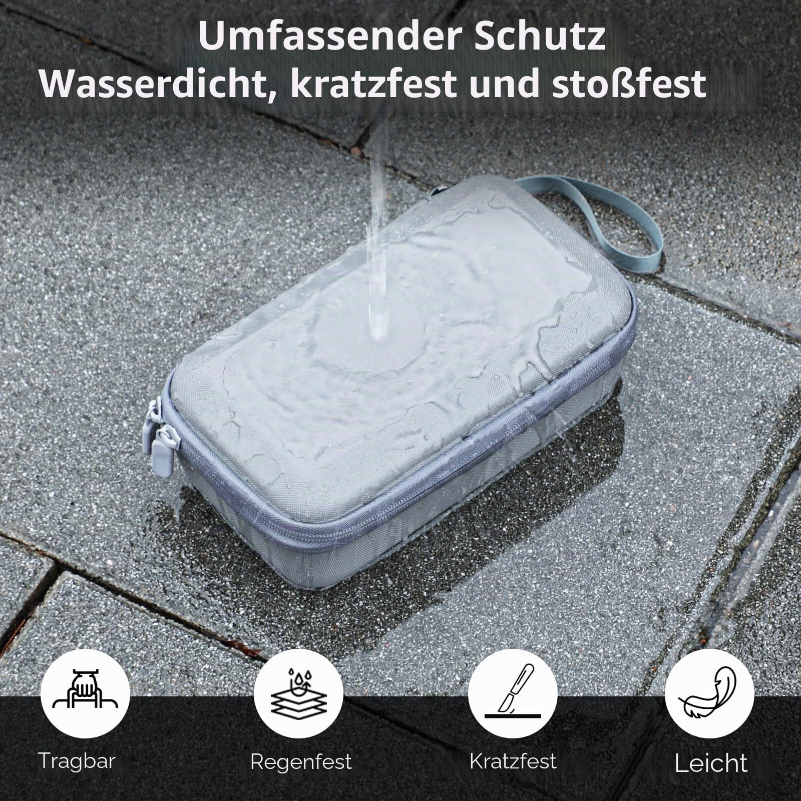 Osmo 7P Tasche, tragbare Aufbewahrungstasche, kompakte Tragetasche für DJI Osmo Mobile 7P Vlog Combo Zubehör, Hellgrau [Nur Hülle]