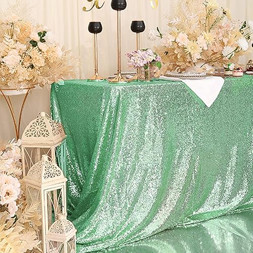 Miniatura 7 de Eternal Beauty Mantel cuadrado de lentejuelas de 50 x 50 pulgadas, color verde menta, para exposiciones de pasteles, postres, fiestas, eventos de