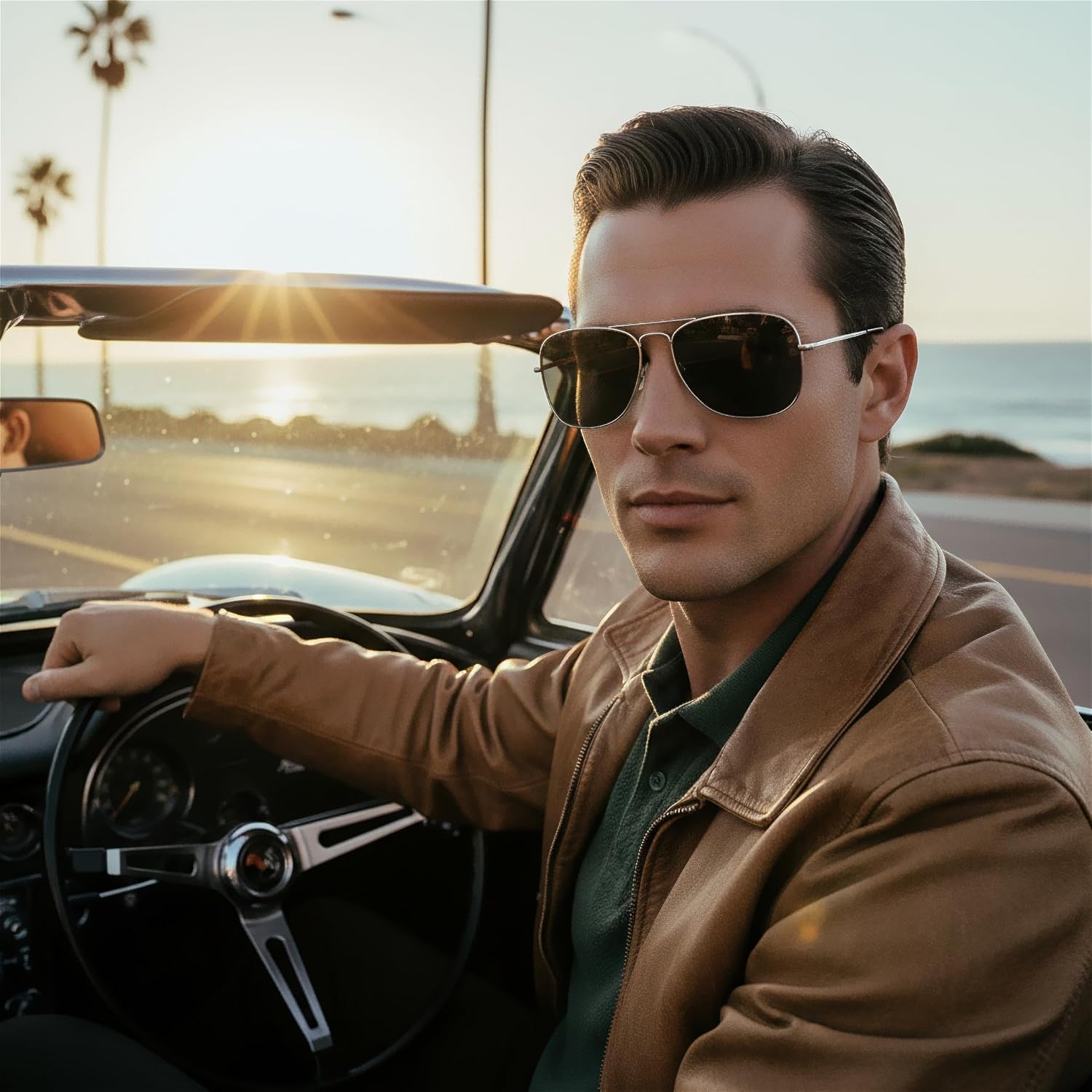 The Fresh Classic Retro Metal Frame Polarized Sunglasses Rectangular Sun Glasses - Image 2