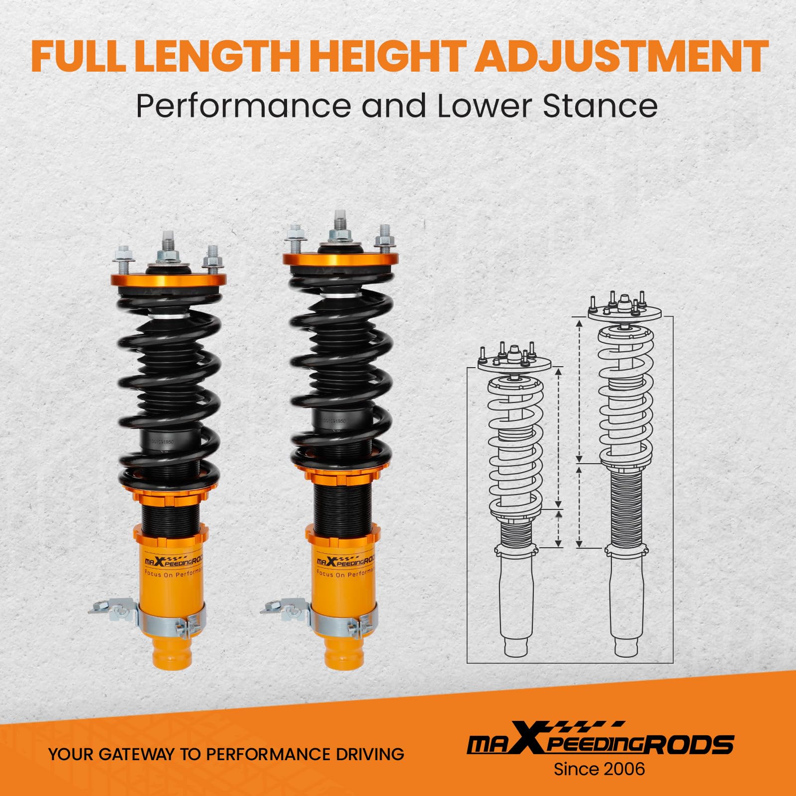 maXpeedingrods Kits de Coilover Amortiguador Muelle de Suspensión