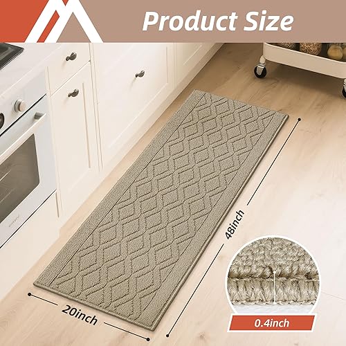 Miniatura 106 de COSY HOMEER Tapetes de cocina antideslizantes de polipropileno grueso para el hogar, lavable a máquina, 20 x 30/20 x 48 pulgadas, rojo