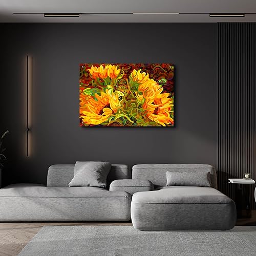 Miniatura 8 de Epic Art 'Cuatro girasoles' de Mandy Budan, arte de pared de vidrio acrílico, 36 x 24 pulgadas