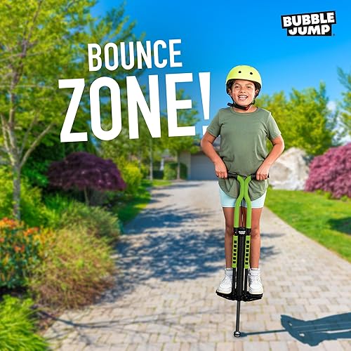 Miniatura 7 de BUBBLE JUMP Pogo Stick para niños de 10 años en adelante, color verde, para niños, niñas, adolescentes y adultos, de 80 a 160 libras, mango de goma
