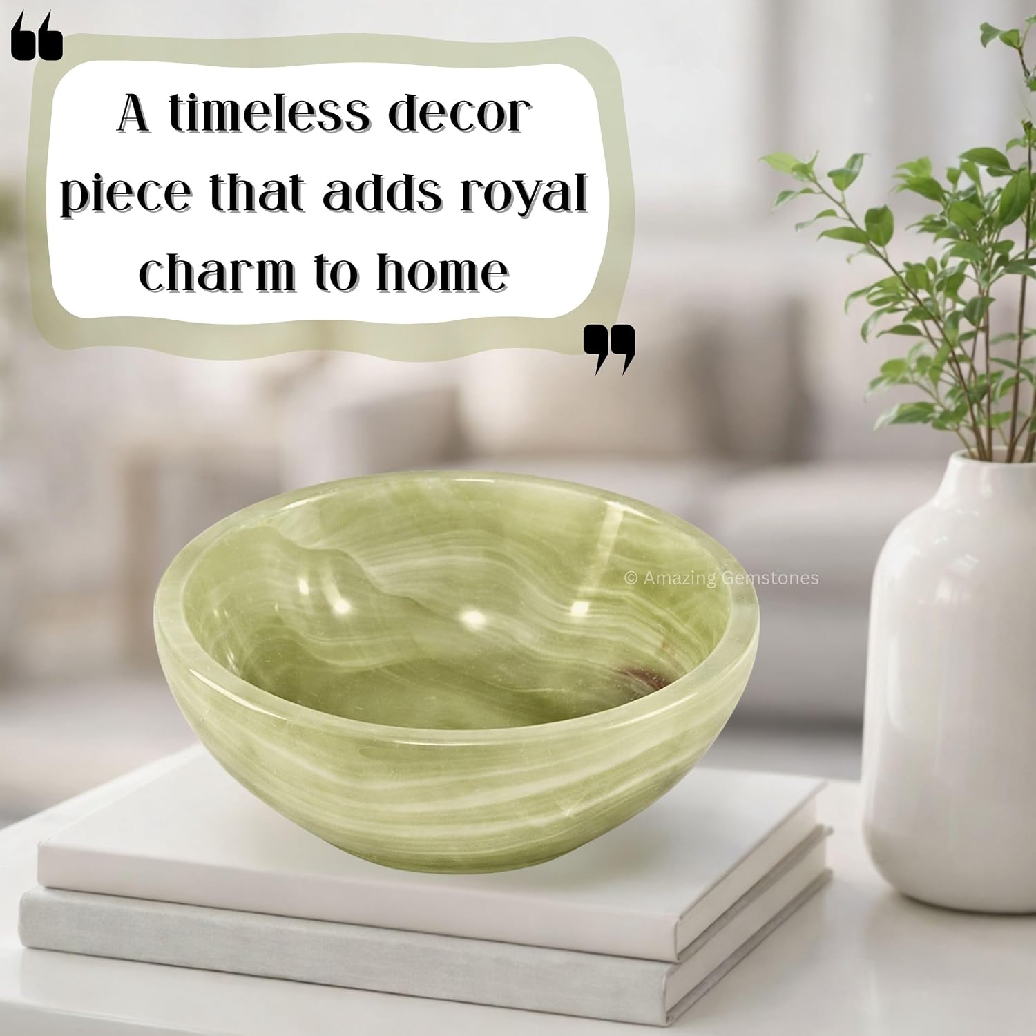 Green Onyx Crystal Bowl - 3 Inch Decorative Bowls for Room and Home Decor - Gemstone Healing Crystals for Elegant Display, Positive Energy Balance and Gift